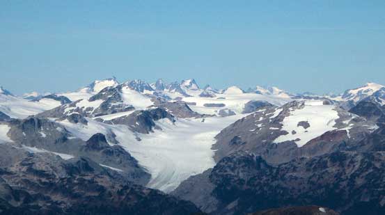 Manatee Peak et al. way in the distance behind Pemberton Icefield