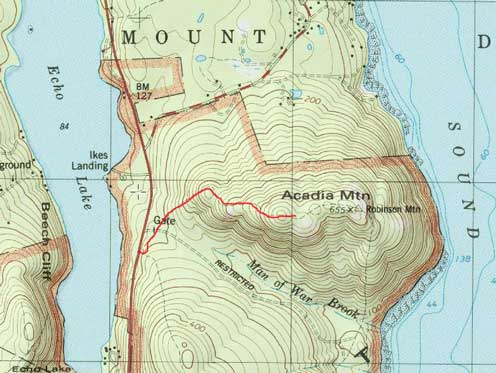Acadia Mountain hiking route